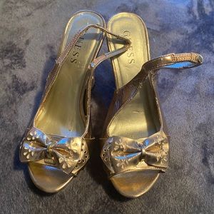 Guess rose gold sandal wedge